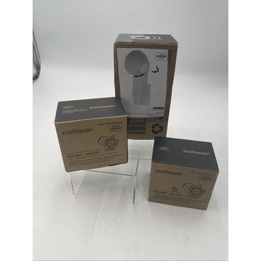 Echogear Mounts for Amazon Echo Dot 4th Generation White egma-edm2-w2 Lot of 3